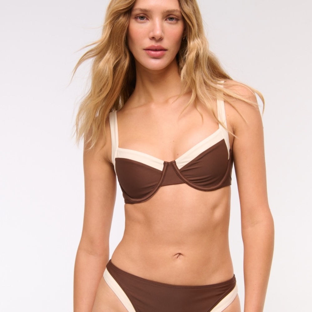 Abercrombie & Fitch Brown and Cream Bikini Set